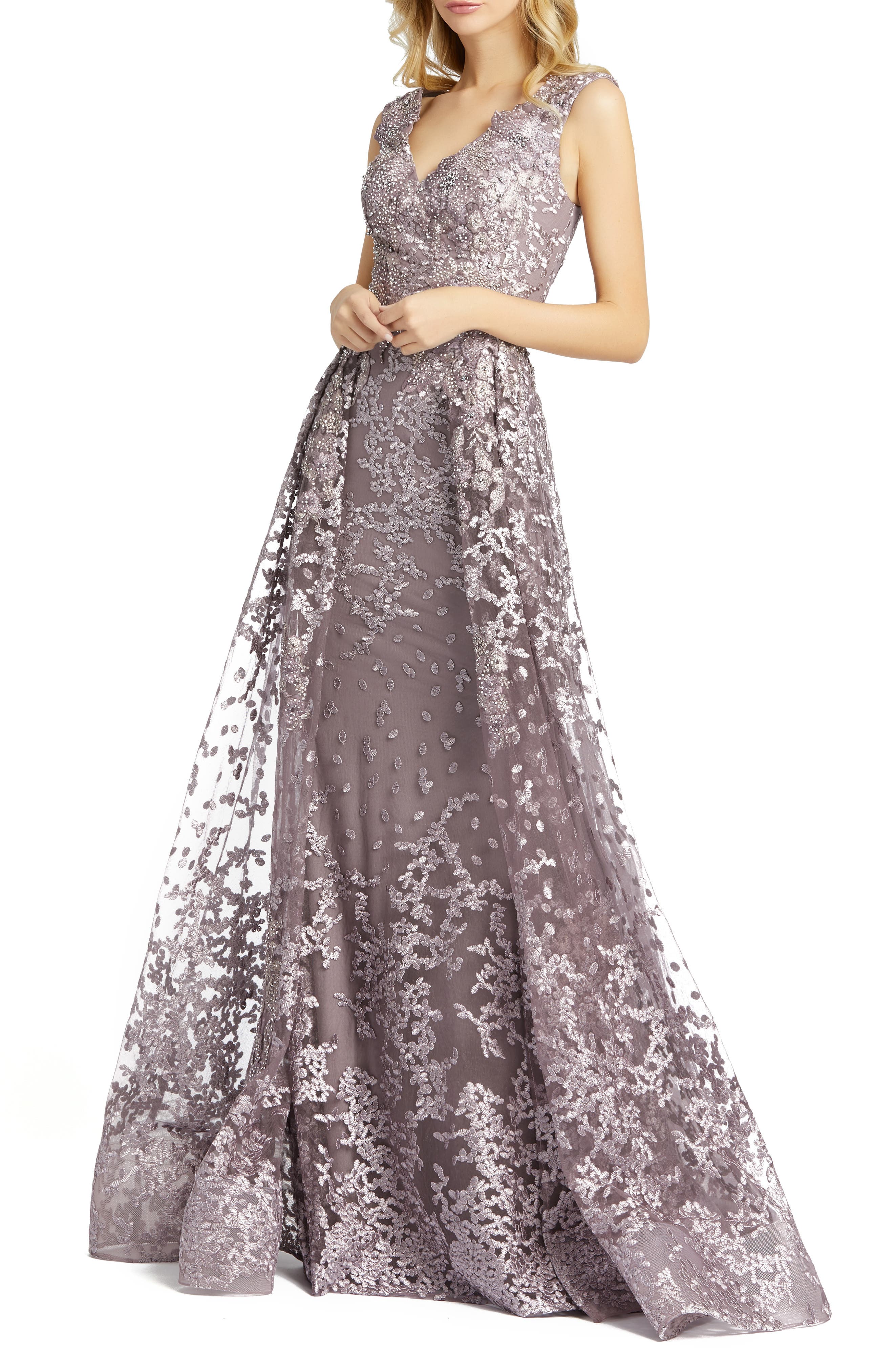 Mac Duggal Beaded Floral Lace A-line ...